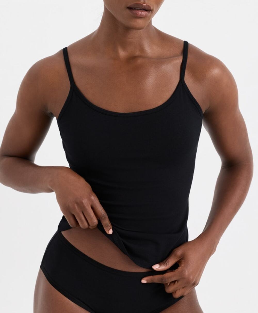 Pact Black Organic Everyday Shelf Bra Camisole Tank Top Cami Women's Size Medium